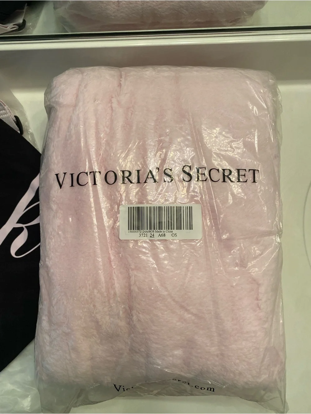 PINK Black and Light Pink Duffle Bag with 'Pink' Script and Blanket